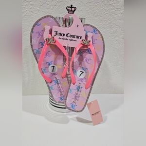 Juicy Couture Pink Multicolor Flip Flops New Size 7